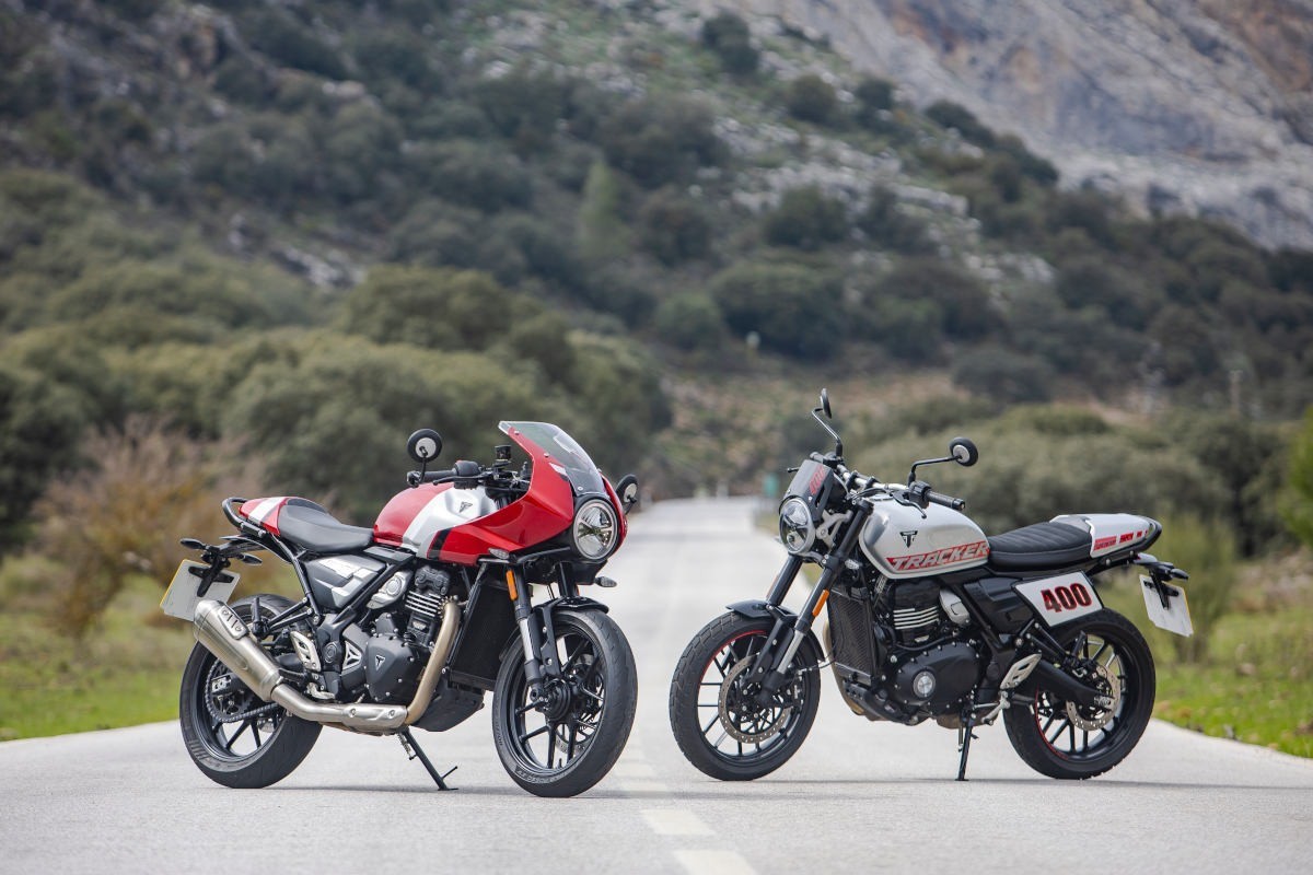 prueba triumph tracker 400 thruxton 400 2